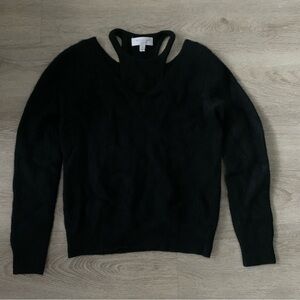Michael Kors Collection Black Shaker-Knit Cashmere Sweater Size M